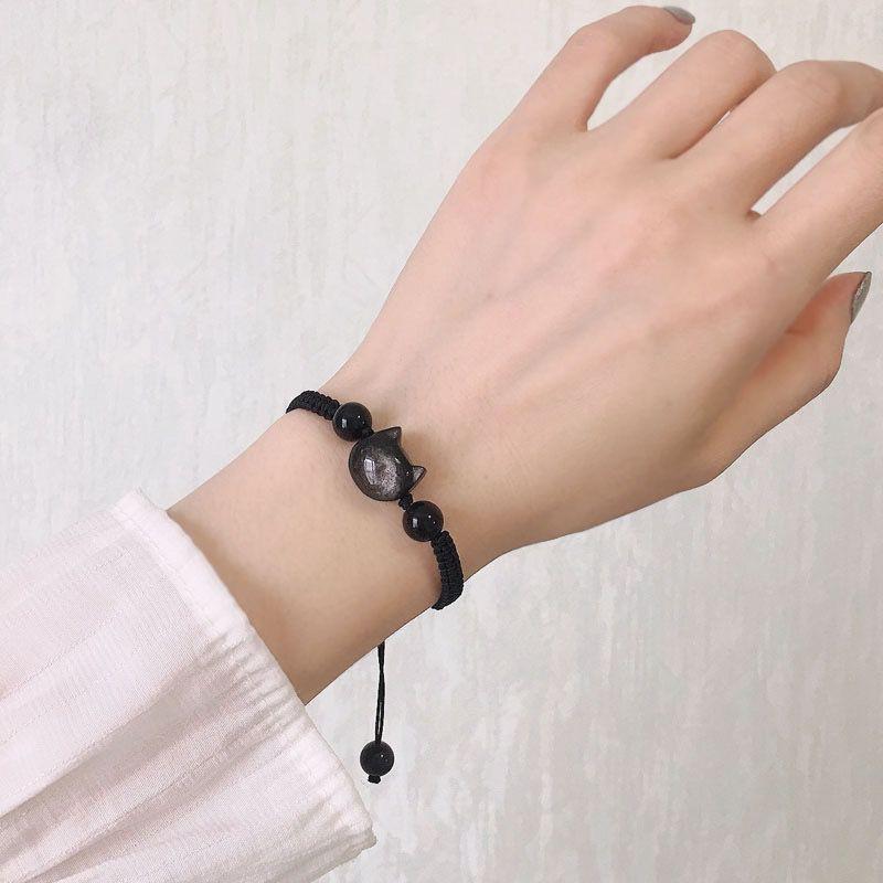 Lucky Pink Crystal Cats Friendship Bracelets For Best Friend Bff Matching Rope Chain Bracelet For Couples Jewelry Gift