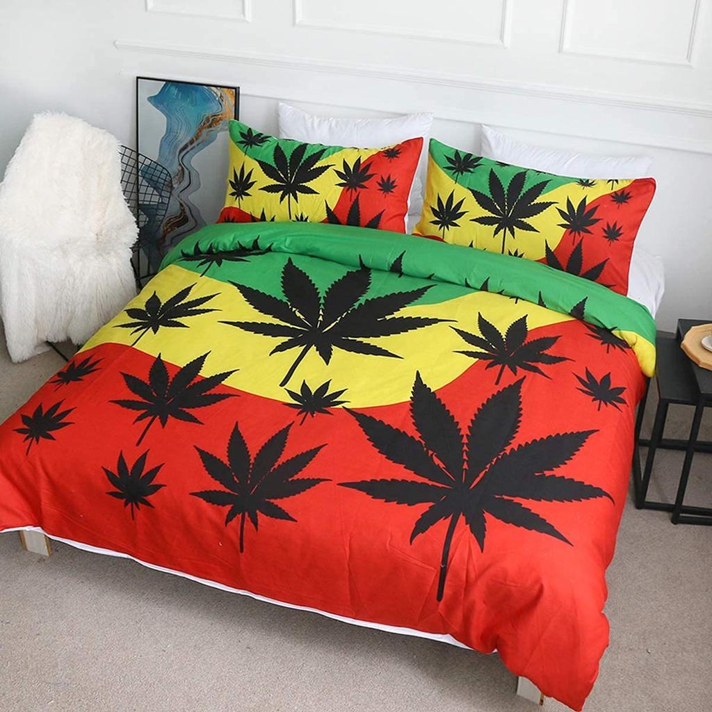 Bohemian Green Bedding Three-Piece Quilt Cover