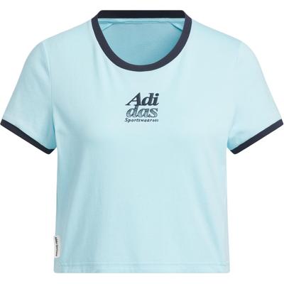 Kleines Logo T-Shirt Minimalistischer Buchstabe Sportlich Lässig Rundhals Kurzarm T-Shirt Damen Tops Blau JI6871