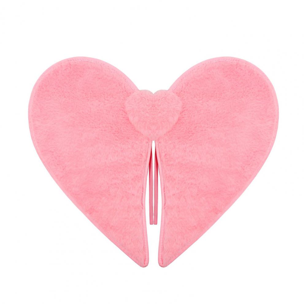 Valentine’s Day Love Heart Plush Wings | Elastic Band Pink Heart Costume Accessory for Kids Adults - Wedding Party Cosplay Prop L