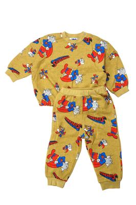 And Tom Jerry Pattern Pajamas Set Fleece Room Wear WB100th Anniversary Mashup Baby Pajamas Boys Girls 215149907 Beige 100 [Tom Jerry] & All-over