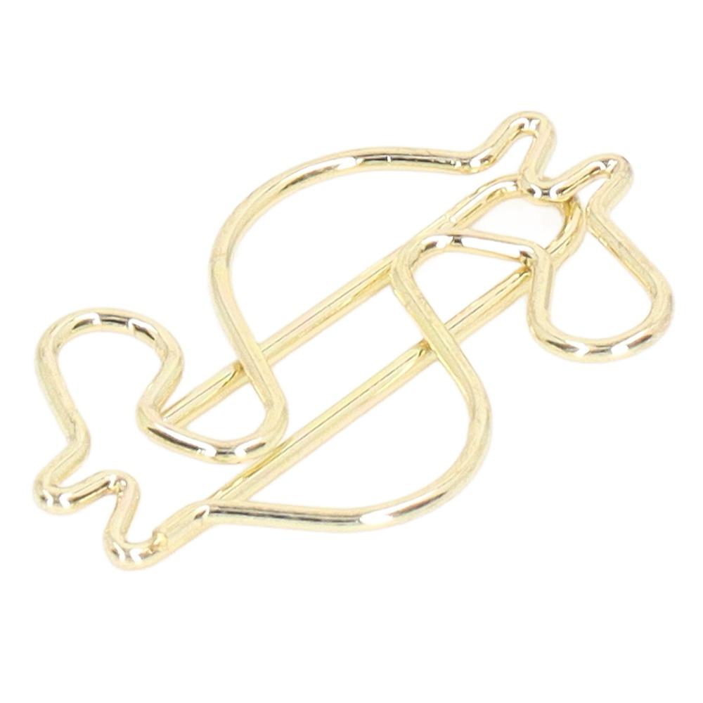 50Pcs Dollar Shape Cute Paper Clips Electroplating Metal Small Paper Clips Office Supplies
