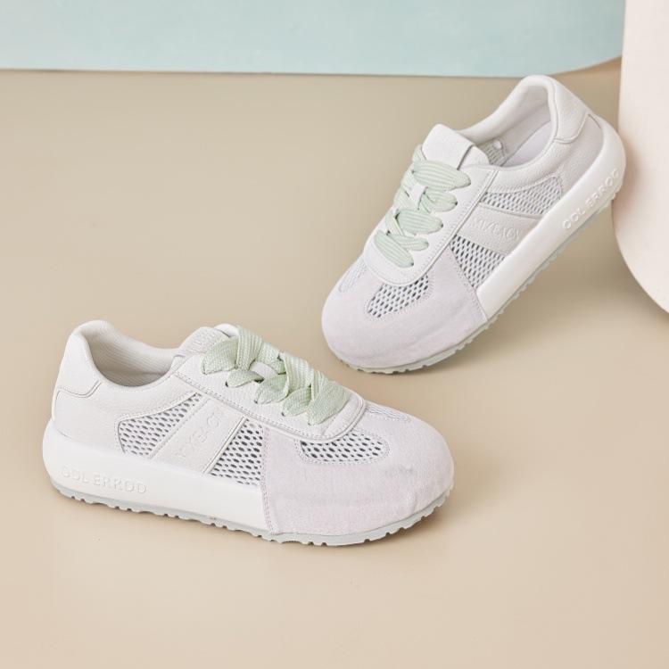 Summer thin German training shoes women's shoes 2025 new mesh little white shoes versatile, comfortable and breathable thick-soled casual board shoes
