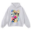 Vintage Anime Print Oversized Cotton Hoodie Teens Unisex Streetwear Fall Winter Casual Sweatshirt