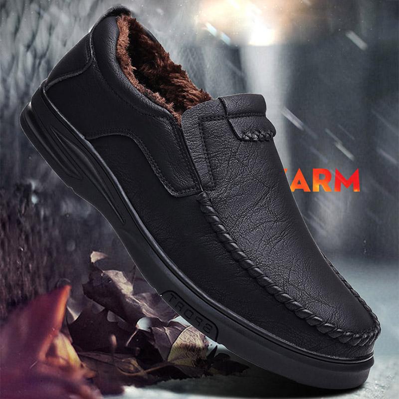 Winter Plüsch Lederschuhe Herren Halbschuhe Weiches Rindsleder Herren Freizeitschuhe Neue Herrenschuhe Schwarz Braun Slip-on Herrenschuhe