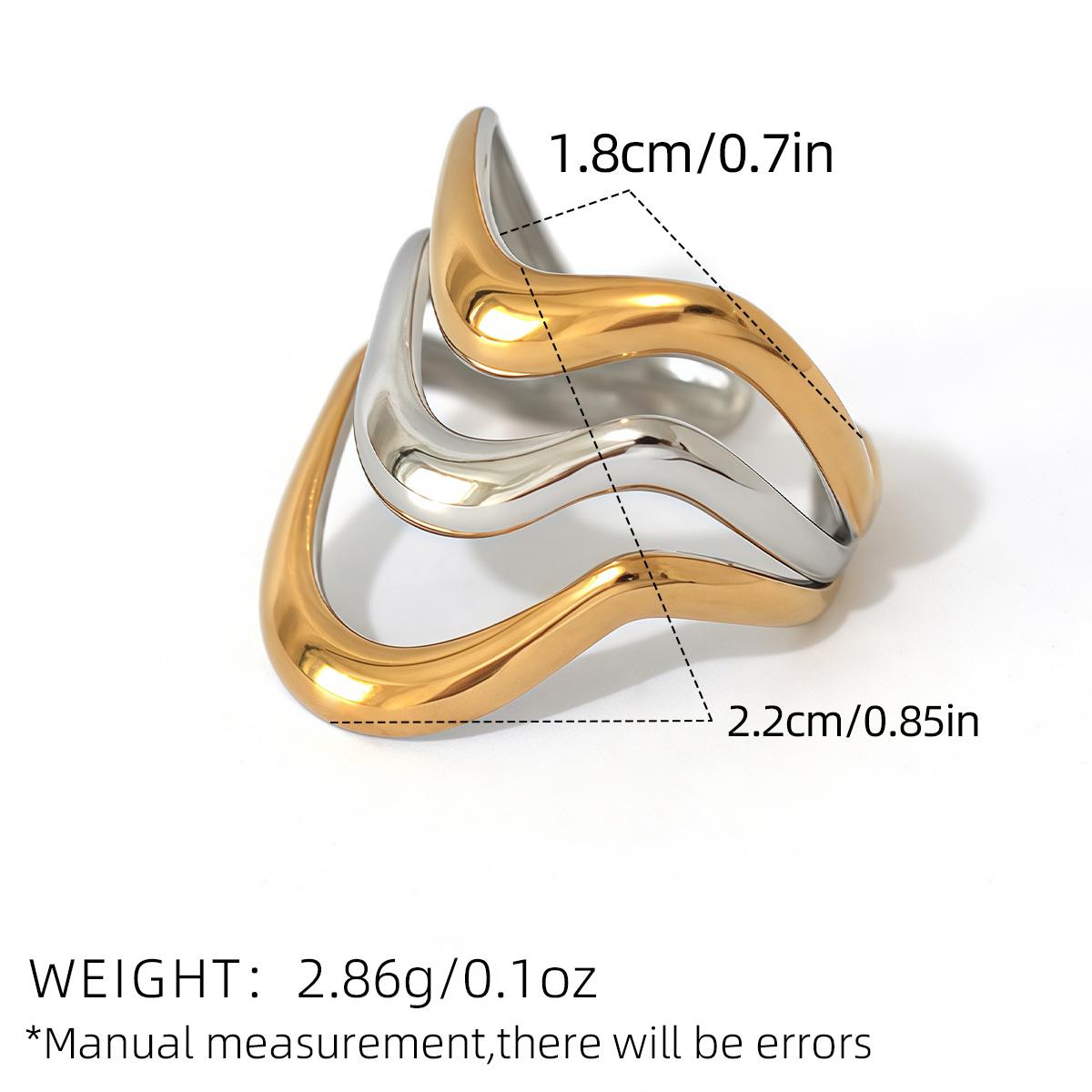 

Minimalist Linear Two tone Geometry Rings Stainless Steel Hollow Irregular Stackable Ring Women s Accessories Party Gift