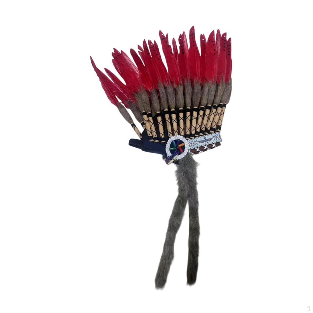 Artificial Feather Headdress American Chief Indian Native Hat for Cosplay Party