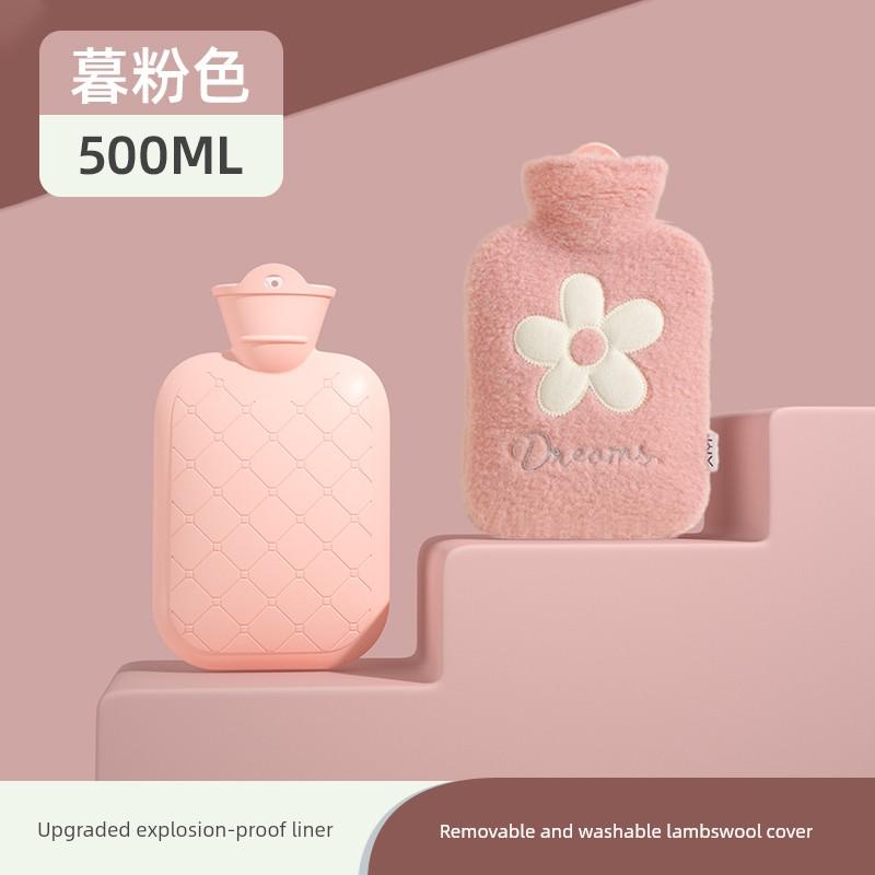 Hot Water Bottle, Thickened Explosion-Proof Hand Warmer, Small Hand Warmer Bag, Women's Belly Warmer, Plush Hot Compress Water Bag
