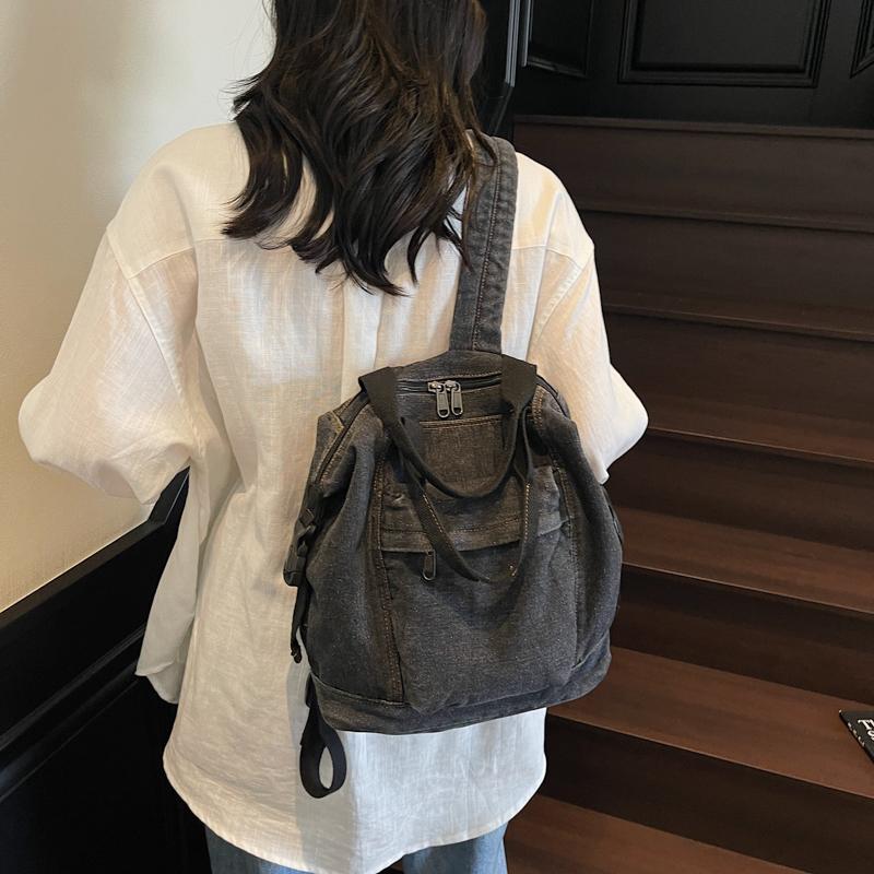 Jeans-Rucksack Damen Kleiner Rucksack Studenten-Schultasche Multifunktionale Handtasche