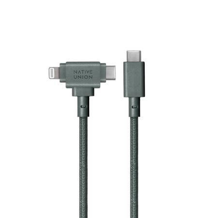 Native Union Belt Cable Duo - Usb-C - Usb-C / Lightning Cable, 1.5 (Slate Green)