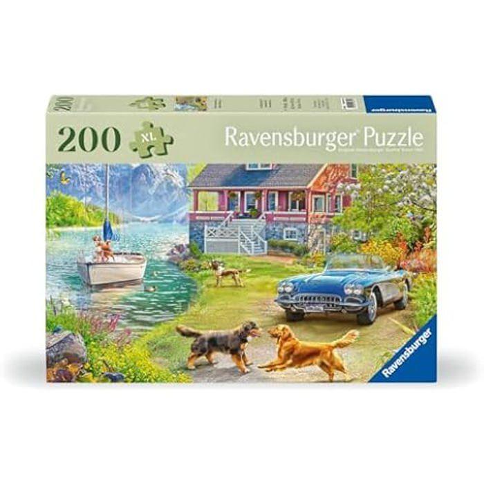 Puzzle - ravensburger - maison au bord du lac - 200 pièces - support inclus - couleurs vibrantes
