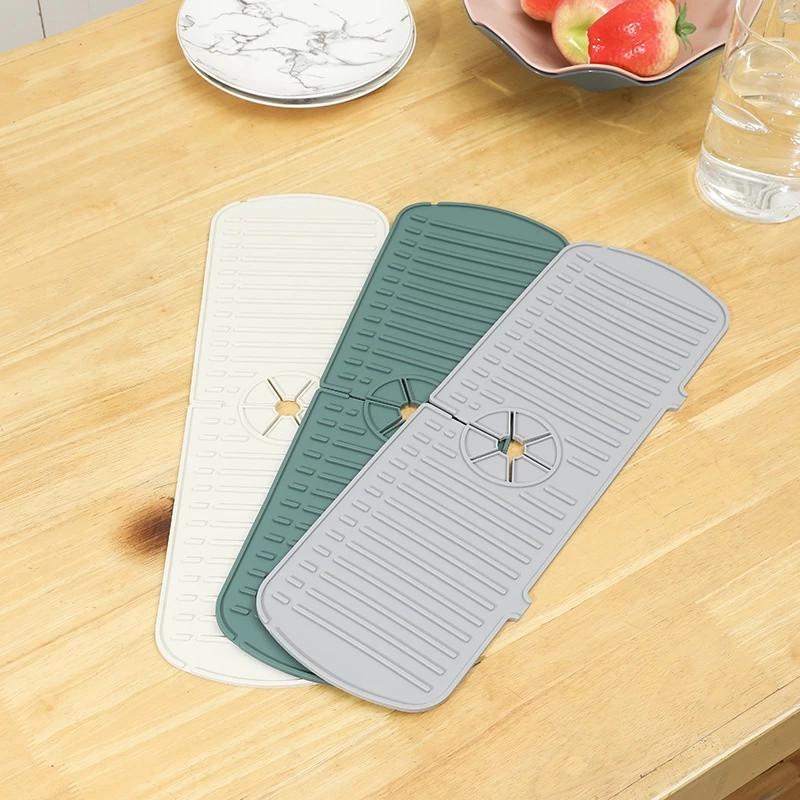 Kitchen Silicone Faucet Pad Kitchen Sink Protection Pad Reusable Drying Mat Dish Sponge Drying Mat Drip Catcher Tray