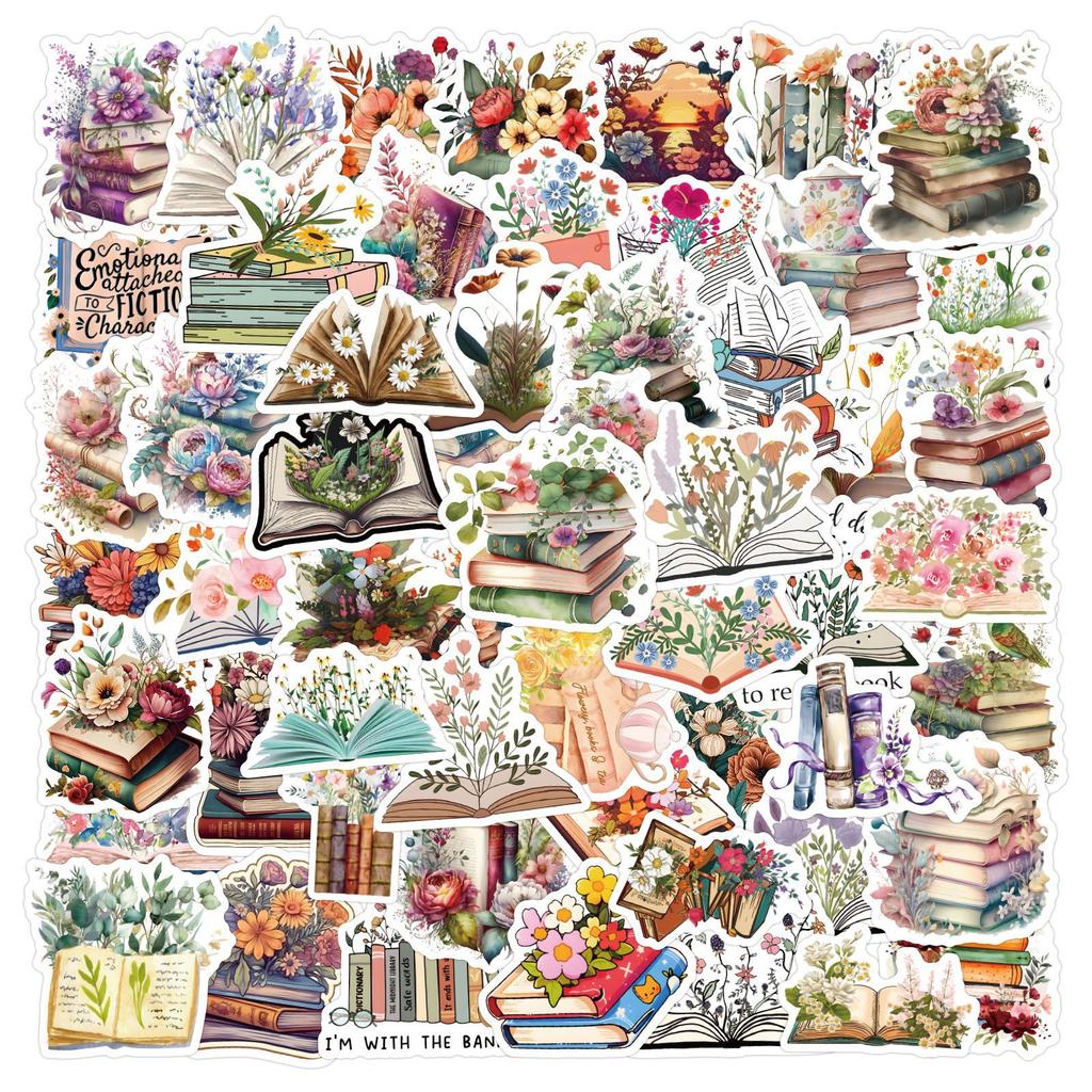60 New Flower Books Graffiti Stickers Notebook Suitcase Water Cup Personalized Decorative Waterproof Stickers