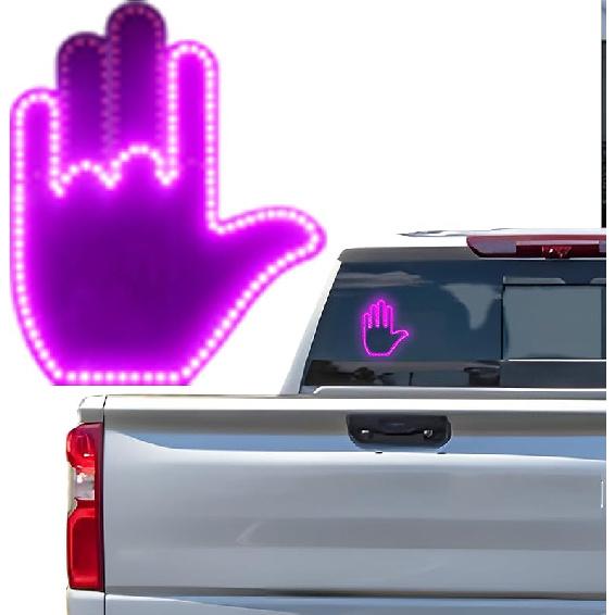 Middle Finger Car Light - Glogesture Hand Light For Car,Light Up Middle Finger For Cars Window, Led Hand Gesture With Remote,Road Rage Hand Led Sign,