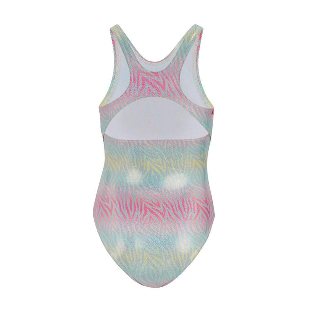 Regatta Girls Katrisse Zebra Print Metallic One Piece Swimsuit