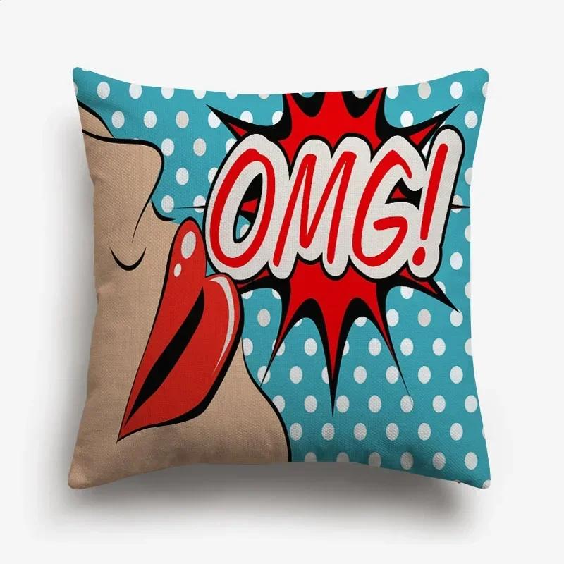 American POP ART Cushion Covers BANG WOW BOOM POW Cushion Cover Home Decorative Linen Pillow Case for Sofa Couch