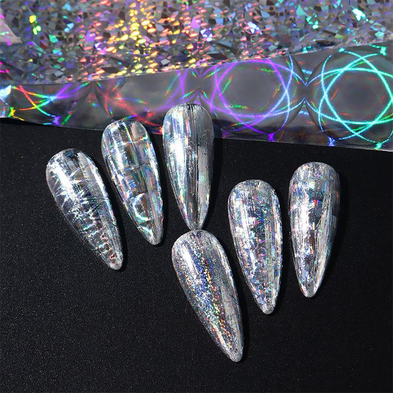 10 Sheets Feng Shui Ink Staining Nail Foils Transfer Paper Laser Nail Art Stickers Decal Pattern Printing Mold Manicure Tool