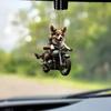 Riding Dog Pendant Acrylic Puppy Auto Rearview Mirror Hanging Ornament Lightweight Fun Dog Pendant for Key Rings Backpacks Mobile Phones