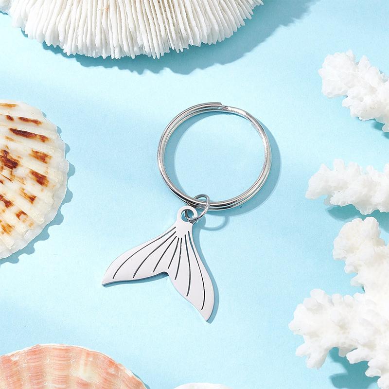 Sea Ocean Whale Pendant Stainless Steel Charms Keychains Accessories Trendy Jewelry Keyrings For Women Girl Decor Kids Gifts