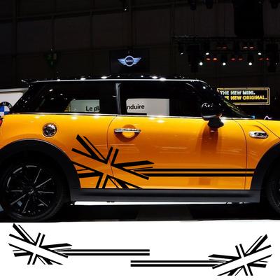 2pcs Car Sticker Flag Style Side Stripe Decals For Mini Cooper R56 R57 R58 R50 R52 R53 R59 R61 R60 F60 F55 F56 F54