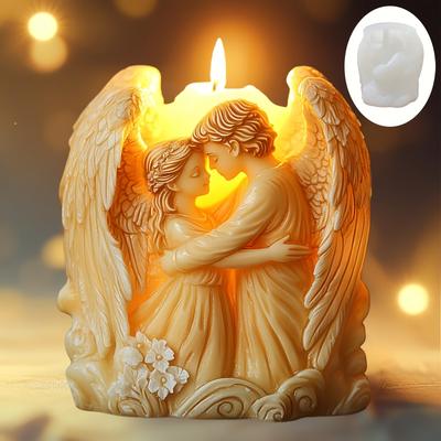 Couple Angel Hug Scented Candle Silicone Mold Wings Angel Boy Angel Girl Hug Scented Resin Mould Wings Angels Plaster Molds