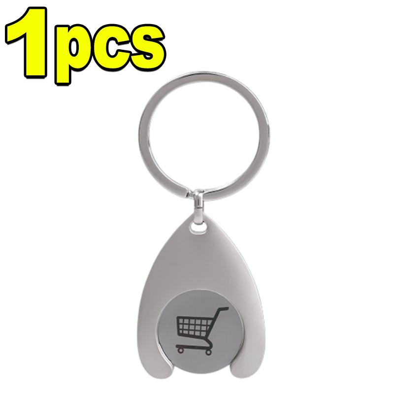 Shopping Trolley Tokens Key Ring Mini Metal Supermarket Cart Remover Coin Label Keychain For Unisex Grocery Accessories Gifts