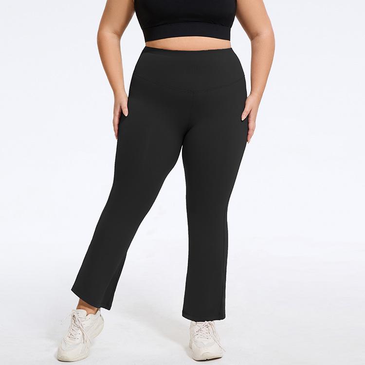 

Расклешенные штаны для йоги с высокой талией в европейском и американском стиле — облегающие, повседневные спортивные брюки телесного цвета для женщин 3XL (suggested 200-225 jin) чёрный