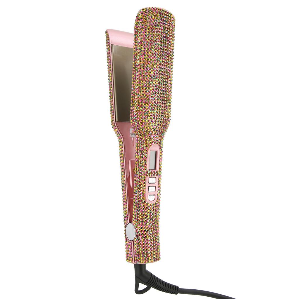 Hair Curler Straightener 2 in 1 Multi Level MCH Heater Shiny Rose Gold Professional Hair