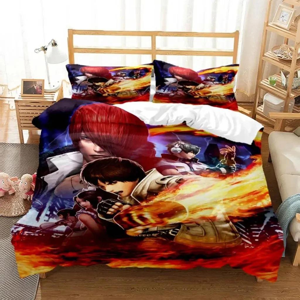 Anime King of Fighters KOF Bettwäscheset Jungen Mädchen Twin Queen Size Bettbezug Kissenbezug Bett Kinder Erwachsene Heimtextilien