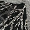 Elegant Handmade Beaded Off-the-Shoulder European & American Bandage Evening Dress