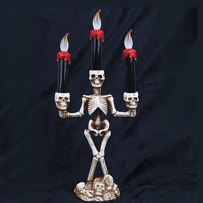 Halloween LED Skeleton Candelabra 3 Candle Light Holder Spooky Table Decor 36.5cm