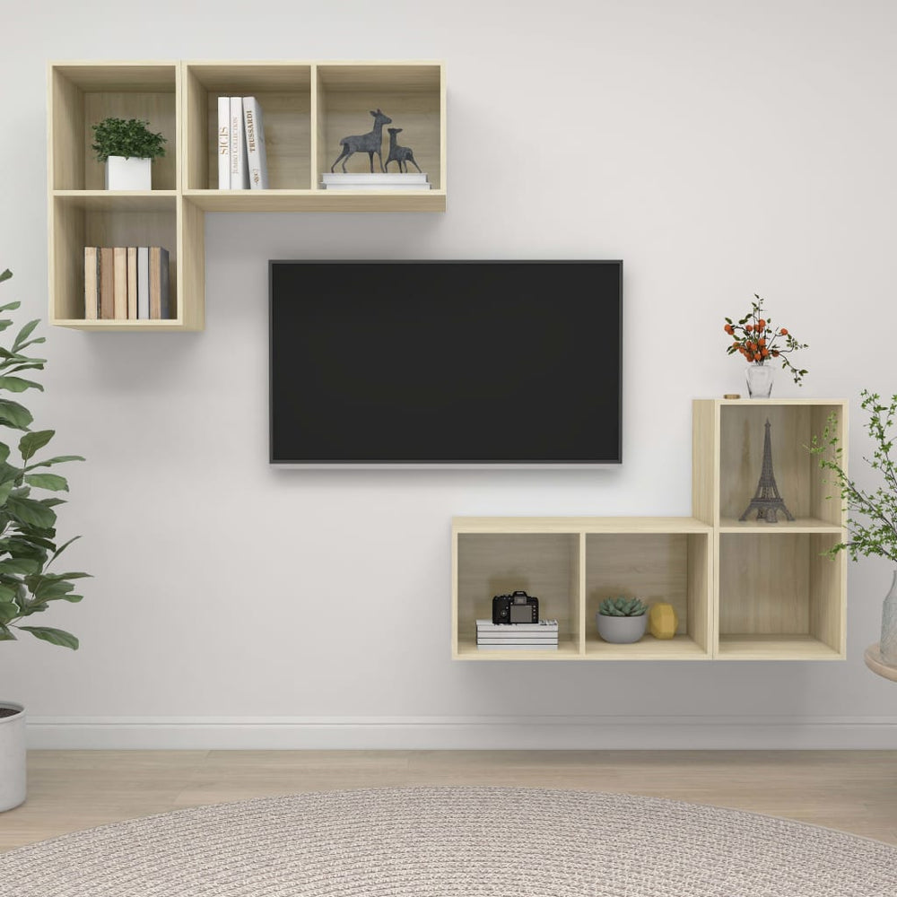 Meubles TV muraux 4 pcs Chêne sonoma Bois d'ingénierie