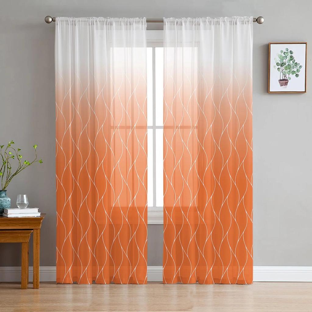 Marokkanische Textur Orange Chiffon Gardinen für Wohnzimmer Home Dekoration Fenster Voile Tüll Vorhang Vorhänge