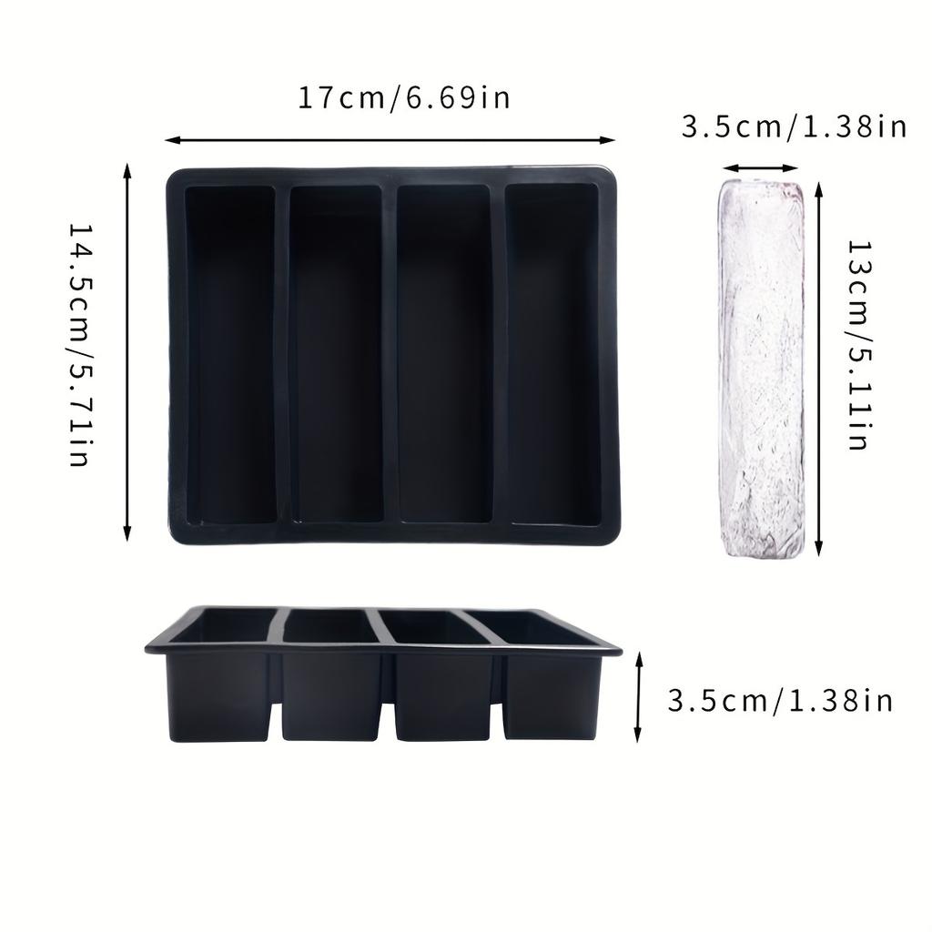 1/1pc 1-grid Large Rectangular Ice Cube Mold with Lid Whiskey Ice Tray Mold Stackable Freezing Tray Kitchen Easy-Release Tools