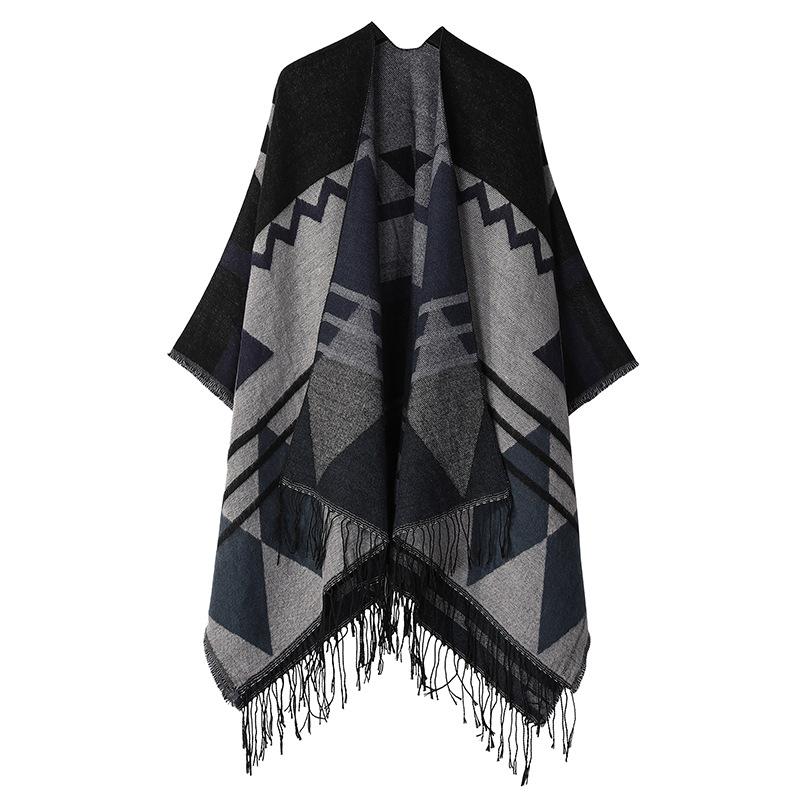 Ethnic Style Shawl Summer Outer Wear Women's Large Shawl Cape Cloak High-end Knitted Scarf