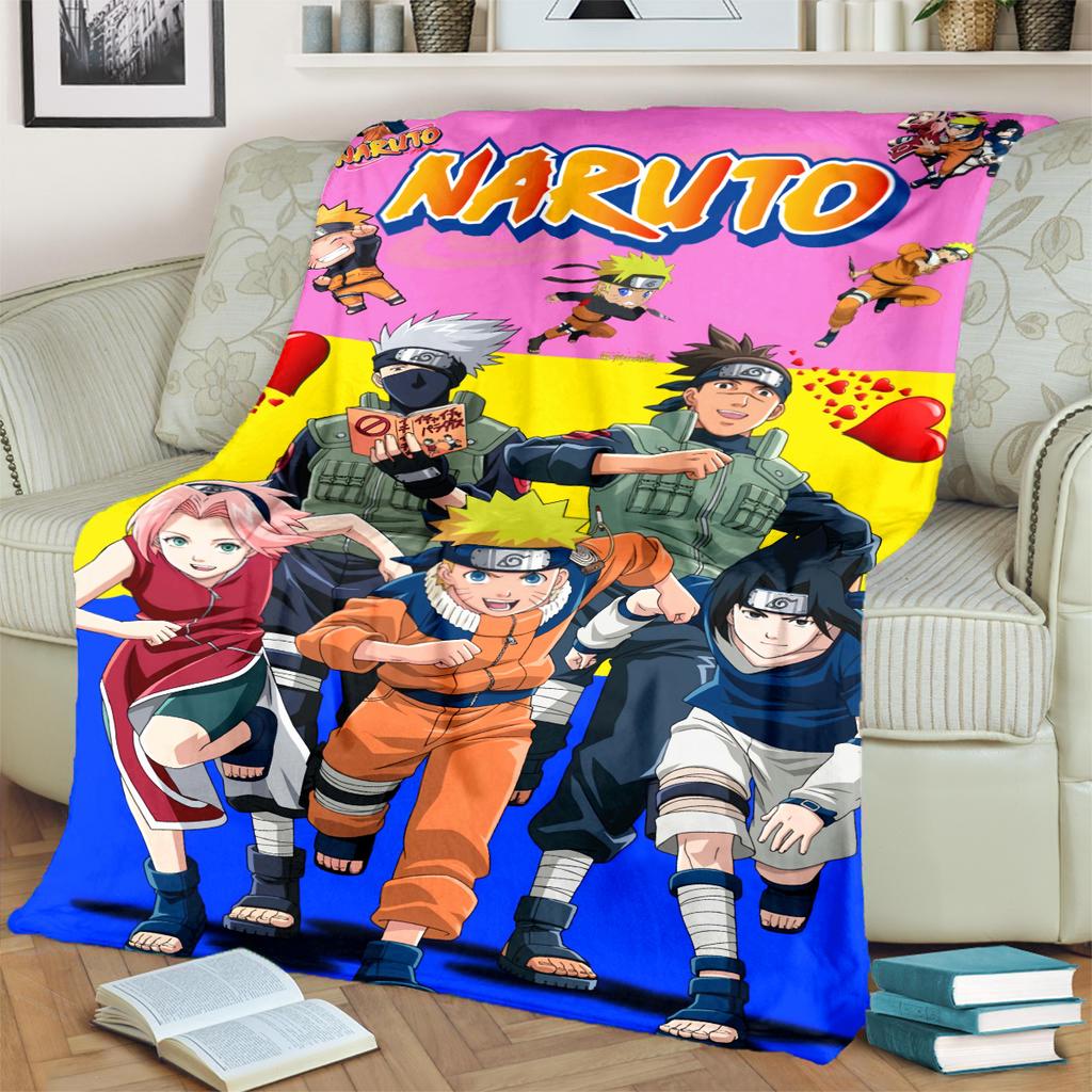 Anime-Naruto Print Blanket Warm Comfortable Flannel Blanket for Bedrooms, Sofas, Beds, Chairs, Picnics, Travel -LXR48