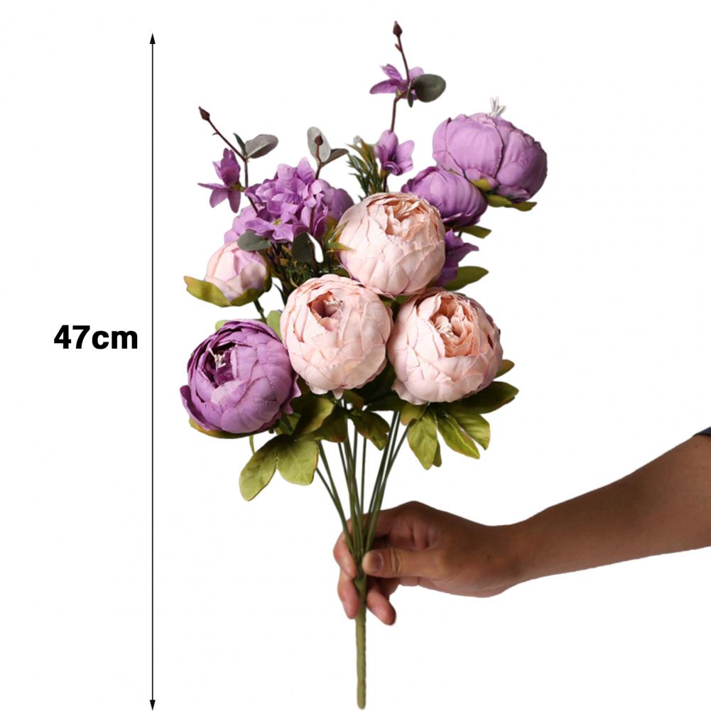 Bouquet di Peonie Artificiali Rosa Cipria in Seta, 13 Teste di Peonie Artificiali, Artigianato Artistico Fai da Te, Decorazione per Matrimonio e Casa