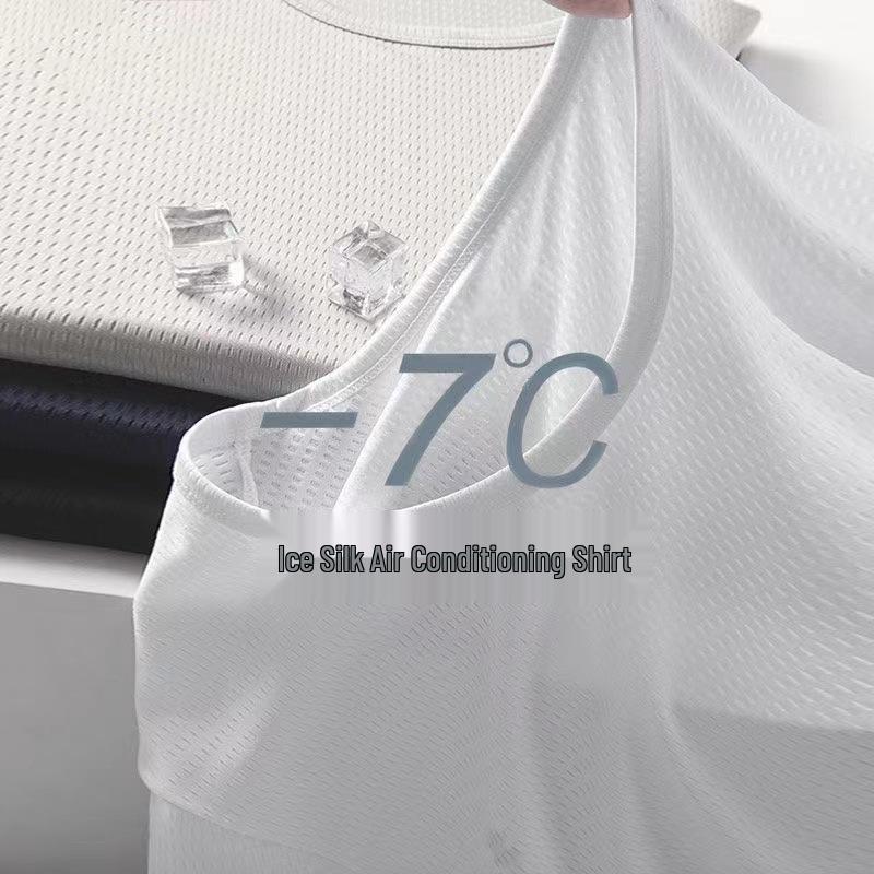 Camiseta de manga corta holgada de seda de hielo de secado rápido para hombre 2024