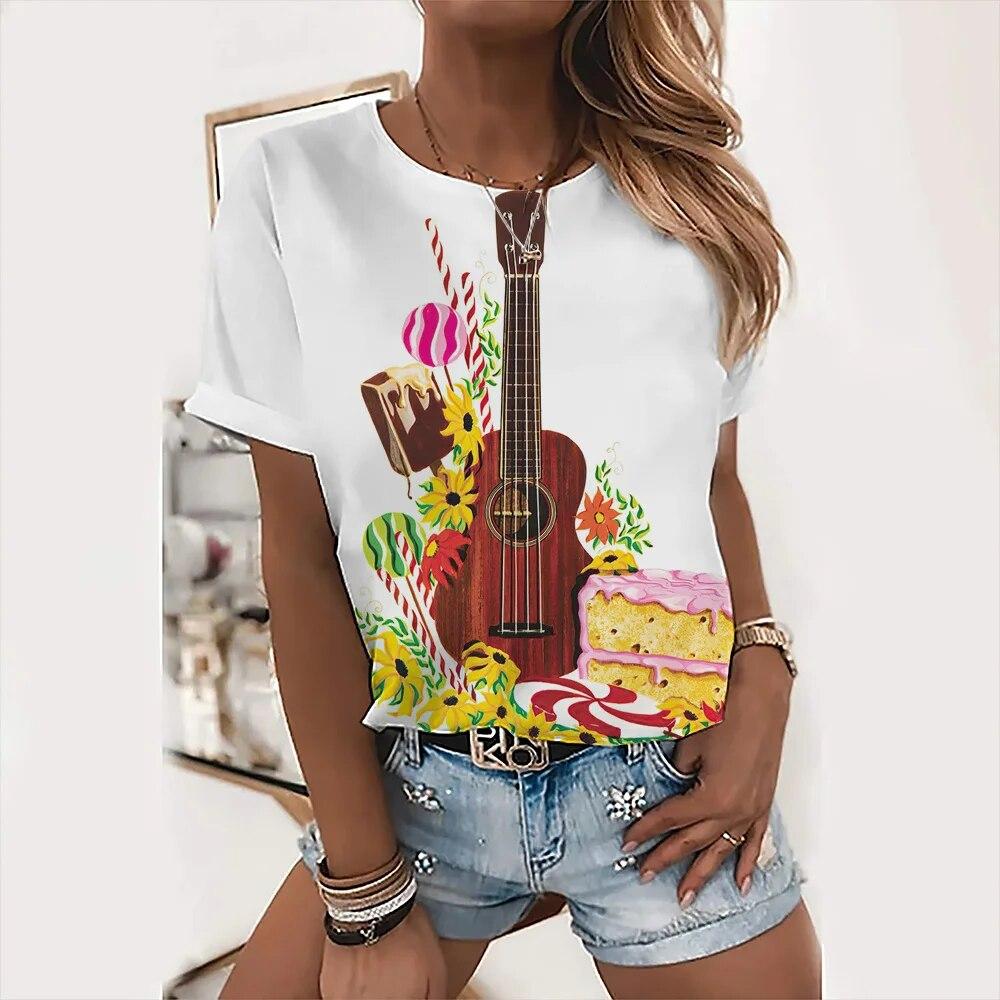 Летние модные футболки с 3D принтом виолончели — фото 4