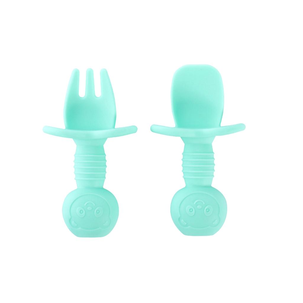 Beginner Silicone Cutlery Set Toddler Spoons Self Feeding 6+Months, Baby Led Weaning Supplies, Easy Grip Toddler Utensils, Baby Feeding