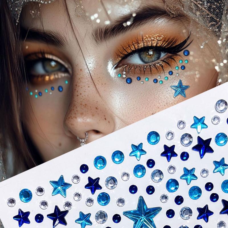 3D Holographic Tear Drop Face  Sticker Self-Adhesive  Diamond Tattoo Sticker For Hair Eye Face Decoration Decal