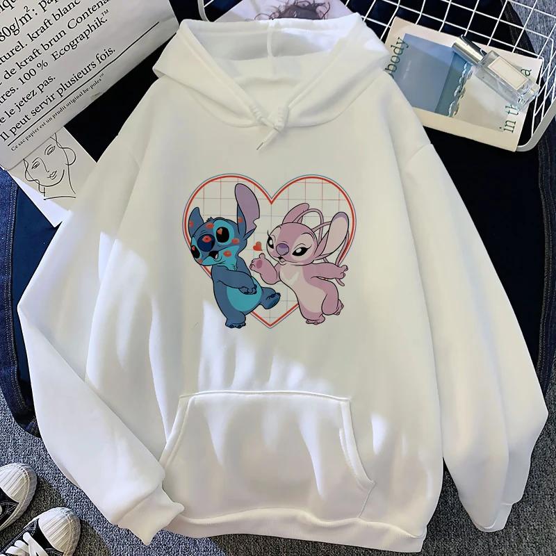 Disney Pattern Women's Sweatshirt Cartoon Cute Lilo Stitch Print Loose Clothing Comfortable Couple Hoodie Autumn and Winter