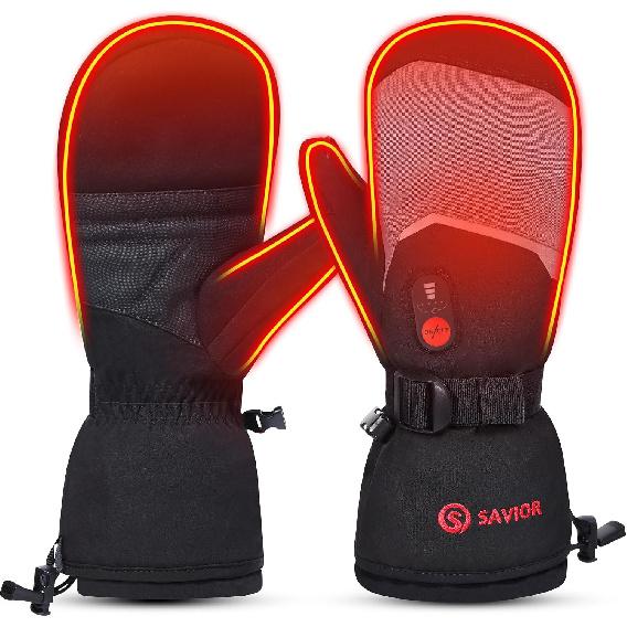SAVIOR HEAT Guanti Riscaldati per Uomo Donna, Guanti da Sci Elettrici Ricaricabili