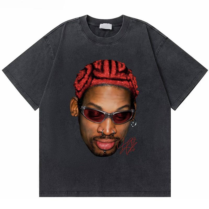 2026 Hot Sale Washed Vintage The Worm Dennis Rodman I'm Back T-shirt Men Women Fashion Hip Hop Oversized T Shirts Male Rock Retro Streetwear