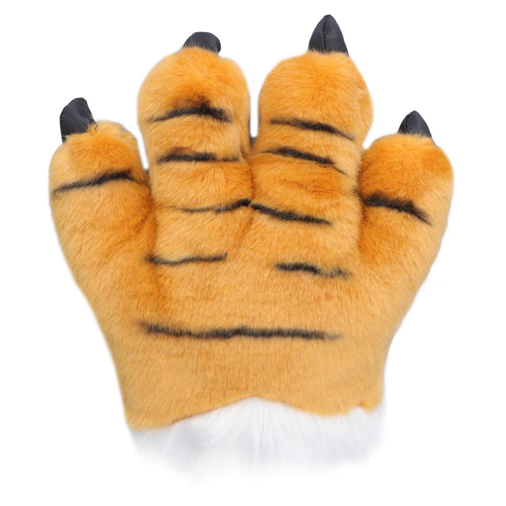 Simulation Animal Claw Gloves Cute Tiger Claw Plush Gloves Werewolf Costume GlovesYellow