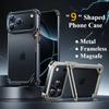 Eary 9-Shaped Phone Case for iPhone 17 Pro Max 17 Pro for Magsafe With Lens Holder Stand Metal Frameless Bumper Anti-Drop Shells