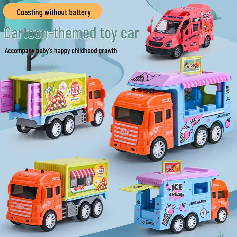 TikTok Influencer Children's Educational Boy Cars: Inertial Engineering Vehicle and Street Stall Toys