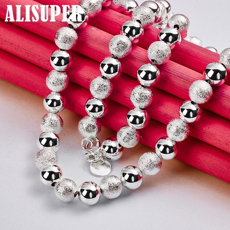 Halskette aus 925er-Sterlingsilber, 8 mm, Kugelkette, matt, glatt, Schmuck