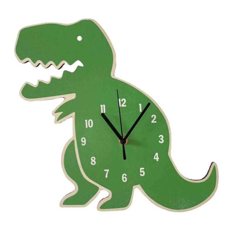 

Boys Rooms Wall Clock Cartoon Dinosaur Clock Children Bedroom Decorations Wooden Silents Mute Clock Birthday Gift 1