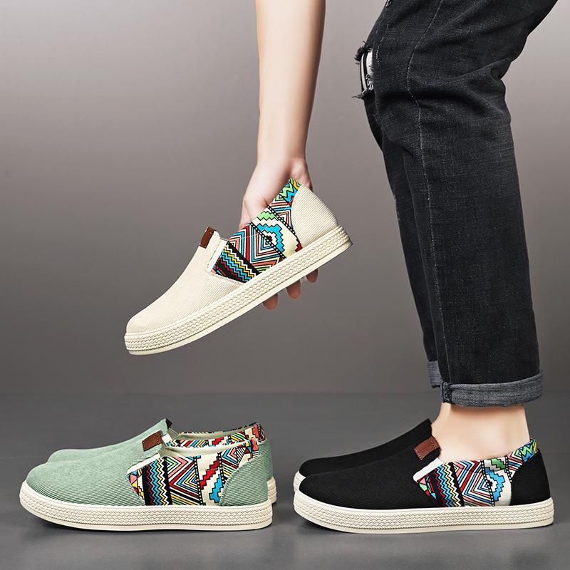 Shoes Men's casual shoes Old Beijing cloth shoes Breathable canvas shoes One pedal single shoes